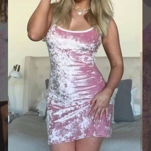 My date with the president’s daughter dress — pink, velvet mini dress